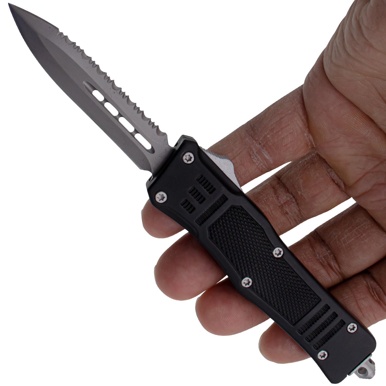 Covert OPS USA OTF Automatic Knife 7 Inch Overall Half Serrated Black